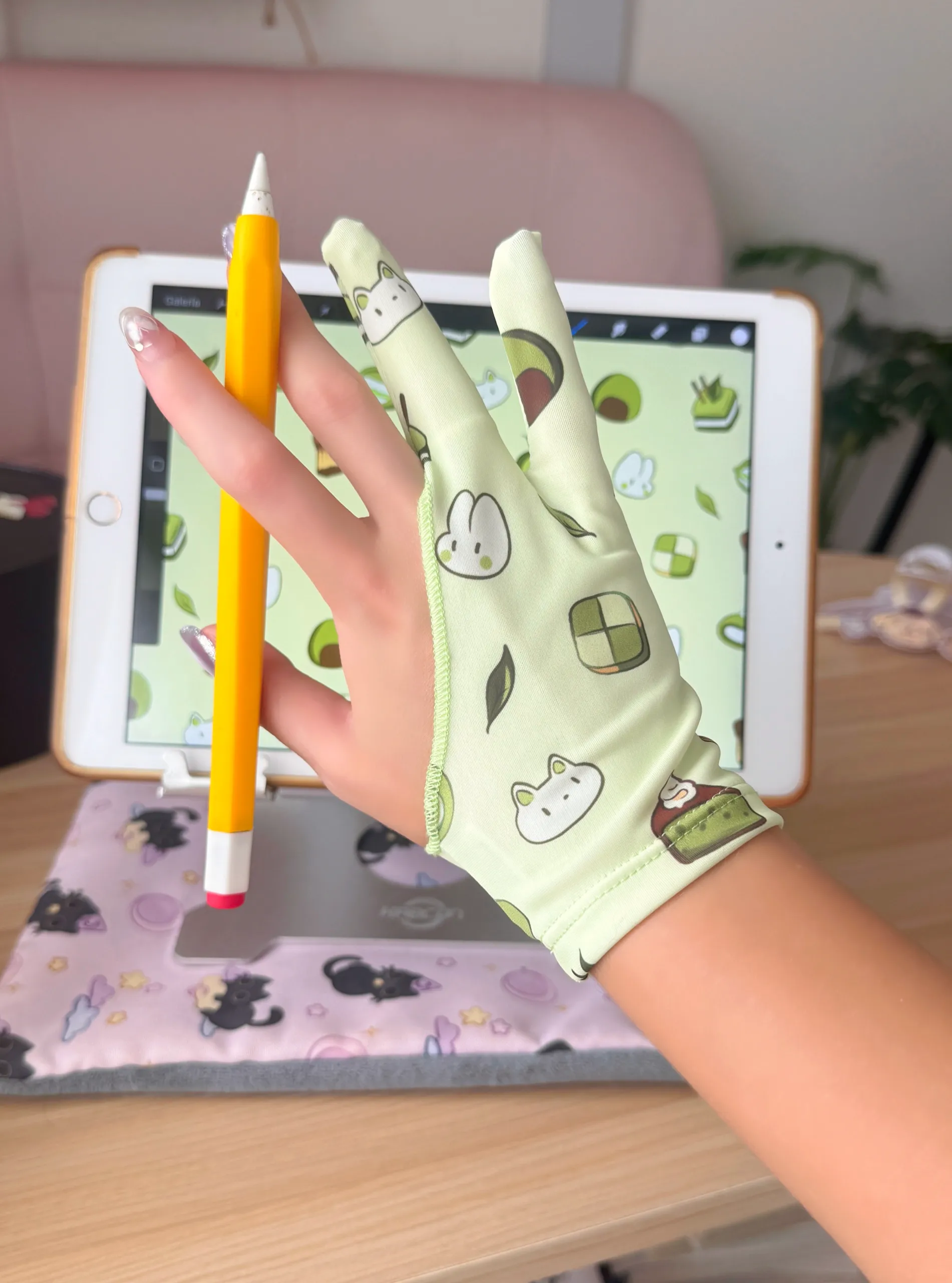 GUANTES DE DIBUJO (Diseño ajustado) - Té Matcha