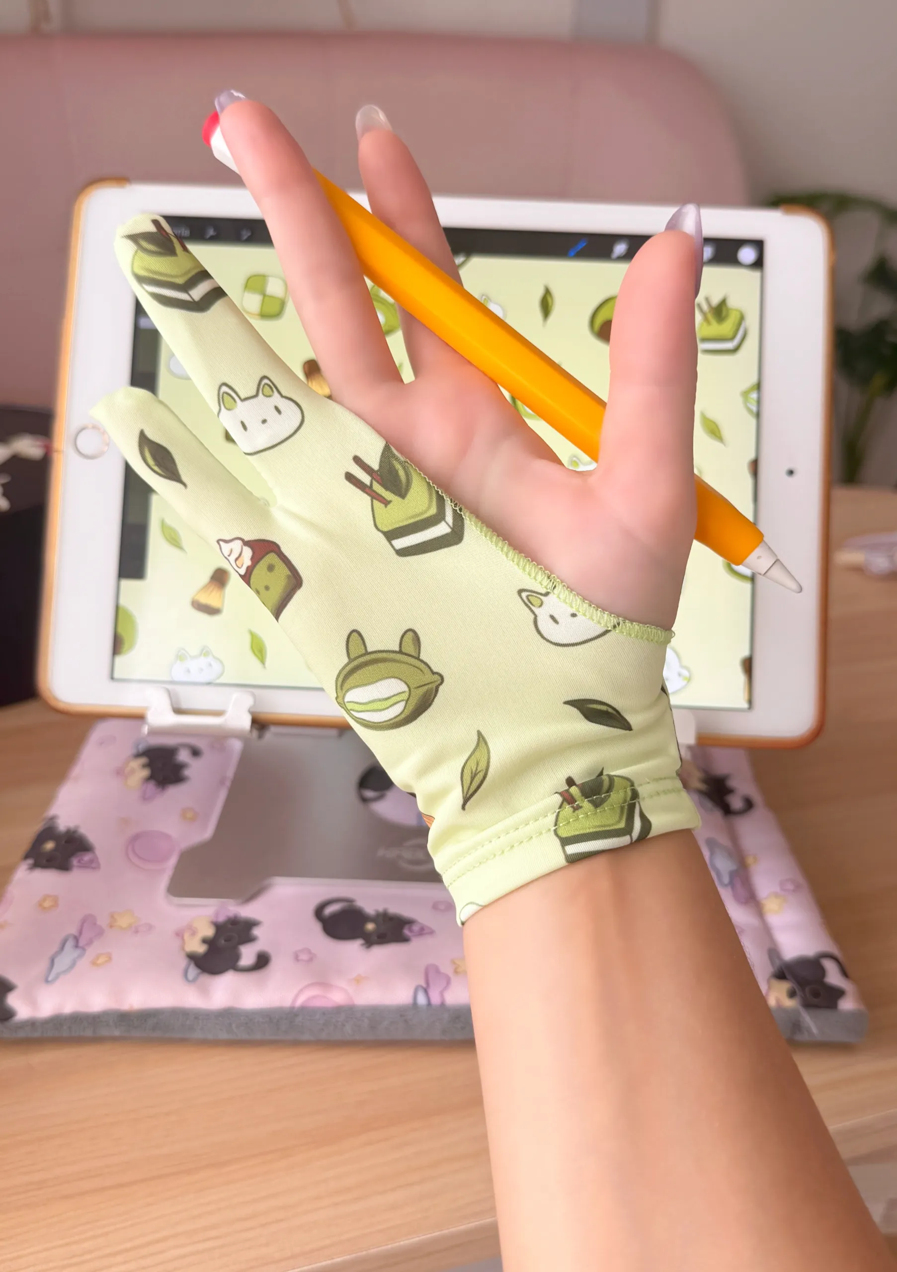 GUANTES DE DIBUJO (Diseño ajustado) - Té Matcha - 画像 (2)